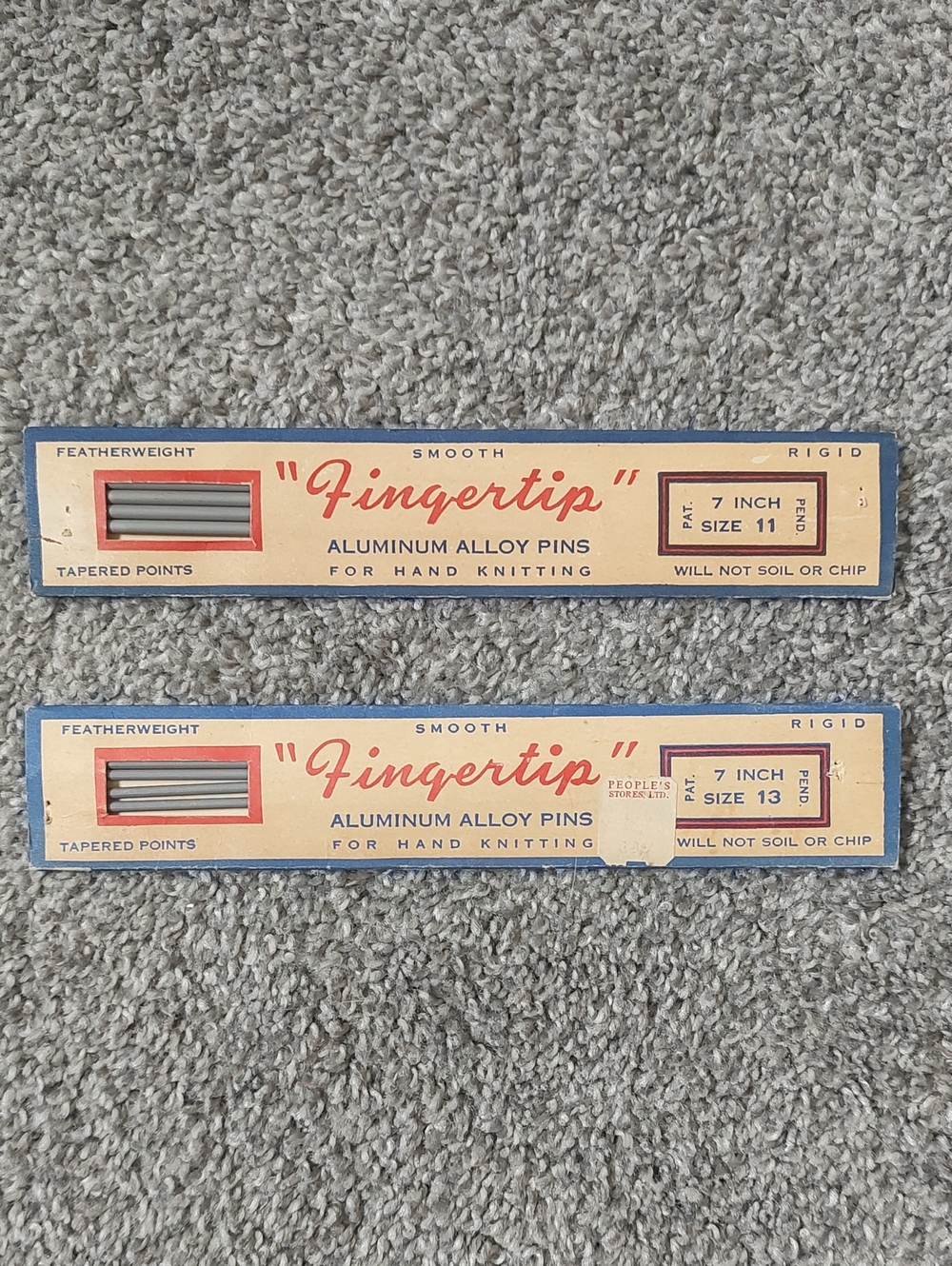 Made In Canada Vintage "Fingertip" Aluminum Alloy Pins For Hand Knitting